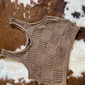 Vans Cropped Brown Knit Sleeveless Top